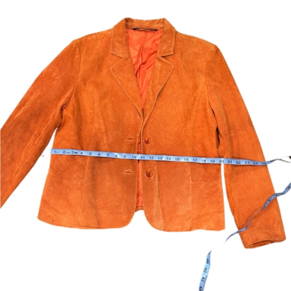 Vintage Catherine Stewart Orange Suede Blazer Jacket | Fits like a S/M - Picture 7 of 7